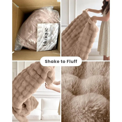 Ultra Sot Cozy aux ur Throw Blanket, uzzy Plush Thick Bubble Blanket, Oversize Luxury luy Blanket or Couch, Soa, Bedroom, and Li