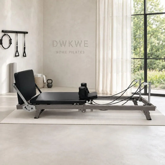 75" Foldable Pilates Reformer 90% Pre-Assembled Home Gym Women Men Workouts Bundle, Dual Resistance System Springs + Latex,Jump