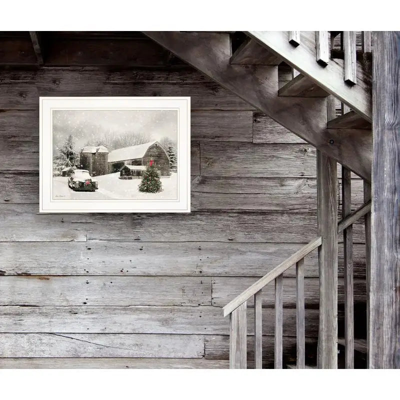 Framed Wall Art "Farmhouse Christmas" by Lori Deiter, Modern Print for Living Room, Bedroom & Farmhouse Decor