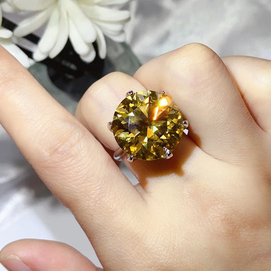 Classic Six Claws 20 Carat Colored Diamond Moissanite Dopamine Ring Colored Diamond Ring Light Luxury Fashion Jewelry Party Gift