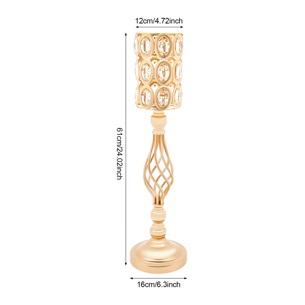 Wedding Flower Vases, 10Pcs Gold Crystal Table Centerpieces, 24in Tall, for Party, Reception Decoration
