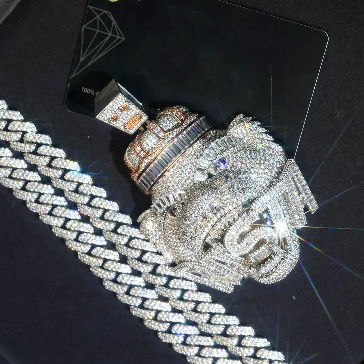 Luxurious Design Lion Head Letter Combination Pendant Necklace, Crown Jewelry, Perfect Holiday/Birthday Gift for Boyfriends