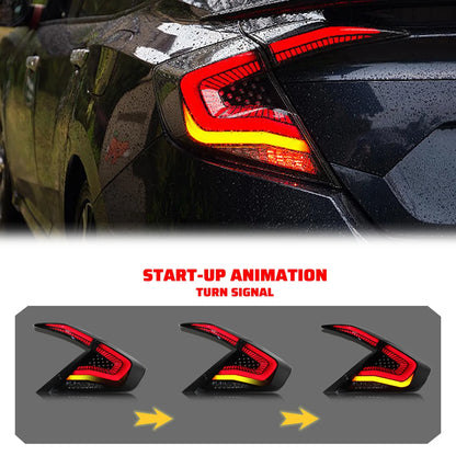 LED Tail Lights For Honda Civic Sedan 2016-2021 10th Gen Saloon Sequential Blinker Rear Lamps Assembly (Not for hatchback Coupe)