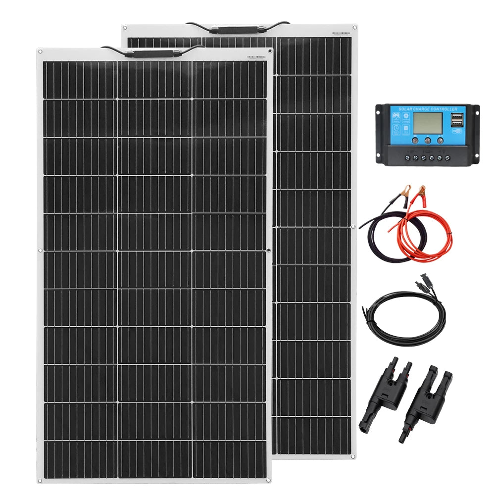 120W 240W 24V 12V Flexible Solar Panel Kit Monocrystalline Cell PV For Battery Home Boat Marine RV Cabin Van Car Uneven Surfaces