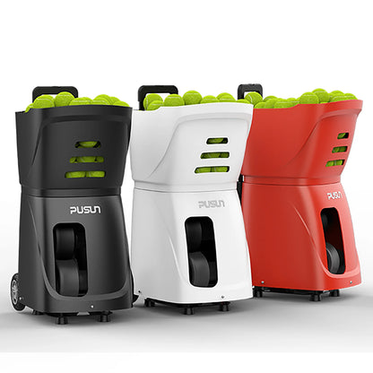 Tennis Ball Machine, PUSUN PT-Smart Tennis Ball Launcher for All Level Tennis Players, 100+Ball Capacity,4-6hs Working Time