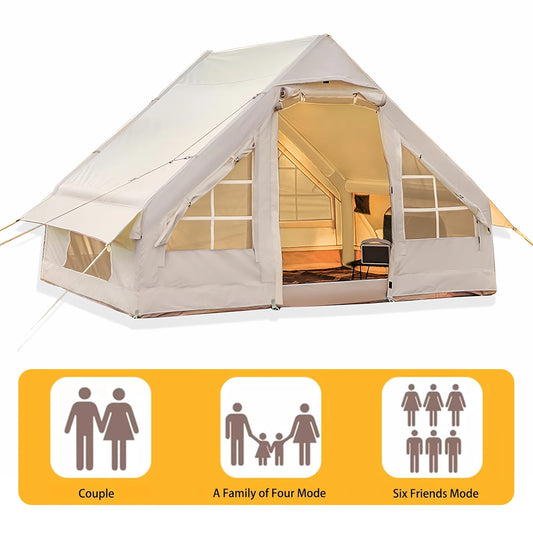 4-6 Person House Air Family Tunnel Tent with Hand Pump Instant Glamping Camping Tents House Storage Bag for Adults Travel Hiking