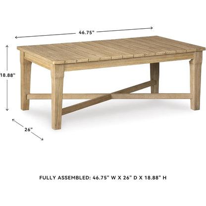 Signature Design by Ashley Outdoor Eucalyptus Carter Hall Patio Coffee Table, Beige