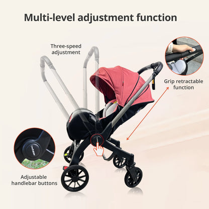 Foldable baby stroller, adjustable backrest lightweight newborn stroller, Suitable for children aged 0-3, Outdoor camping vehicl