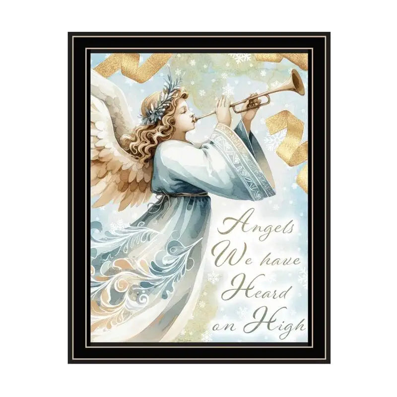2-Piece Vignette Angels Wall Art Set, Black Framed Holiday Print for Home Decor, Living Room & Bedroom Decor by Nicole DeCamp