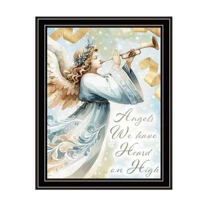 2-Piece Vignette Angels Wall Art Set, Black Framed Holiday Print for Home Decor, Living Room & Bedroom Decor by Nicole DeCamp