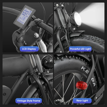 Electric Mountain Bike 48V 37MPH All-Terrain Fat Tire E-Bike, 45 Mile Dual Suspension Off-Road Beach with LCD Display UL
