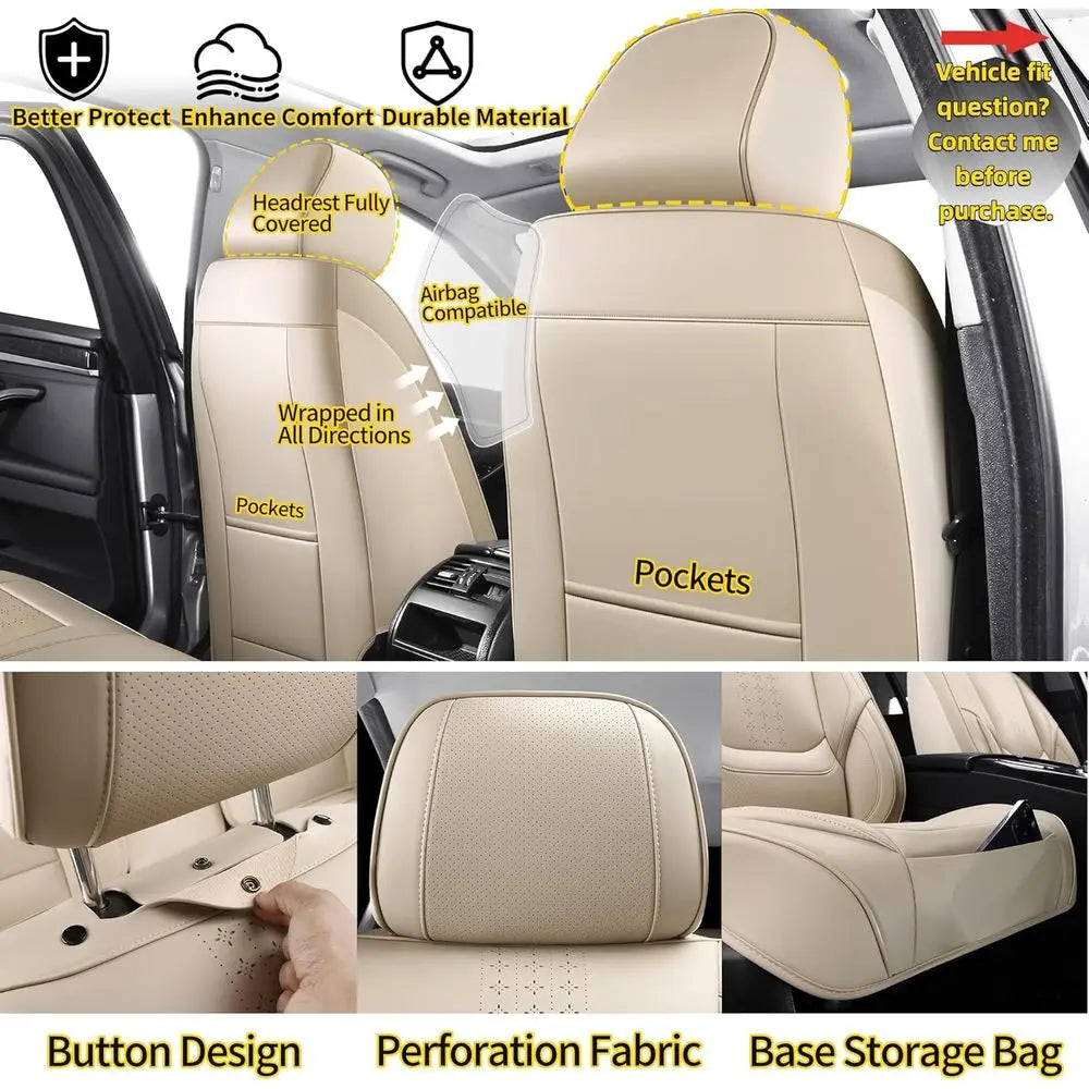 Car Seat Covers Front Pair Set Fit for Most Cars SUV Sedans Trucks Leather Car Seat Cushion Automotive Seat Cover Car Accessorie