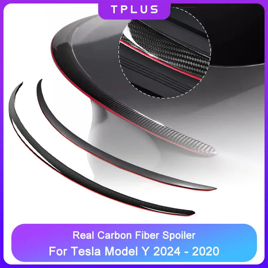 Real Carbon Fiber Spoiler for Tesla Mode Y 2024 - 2020 Accessories Car Rear Trunk Tail Wing Original Spoiler Modification Parts