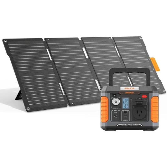 Solar Generator, 300W Portable Power Station with 60W Solar Panel, for Camping, Emergency Backup.