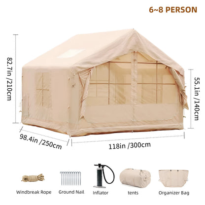Inflatable Tent for Camping - 6-8 Person Ultra-Quick Setup Blow Up Tent,80.73 Square Feets 4 Season Inflatable Tent with Stove