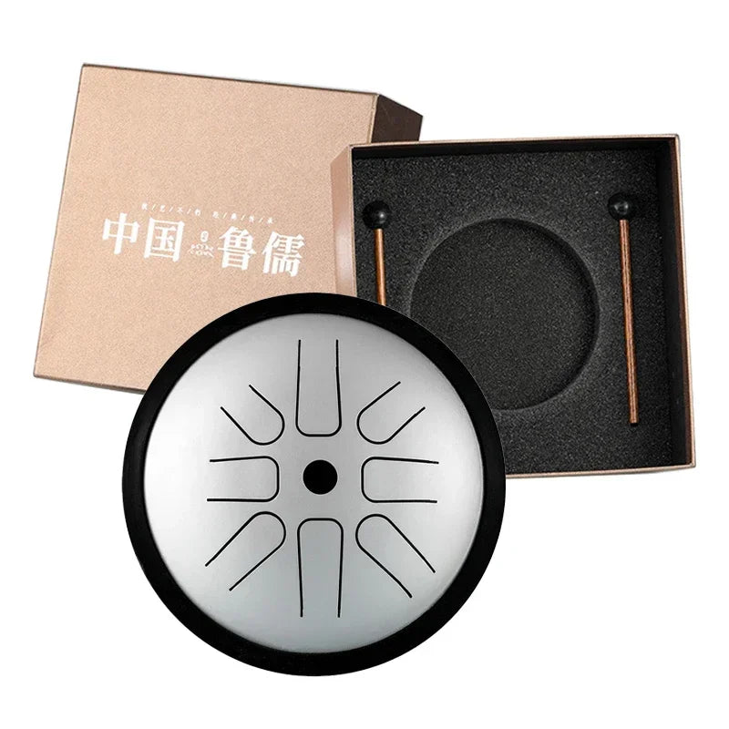 Hluru Professional 6 Inch Steel Tongue Drum 8 notes Tank Drum Titanium Alloy Steel Glucophone Handpan Key D5 Meditation yoga2028