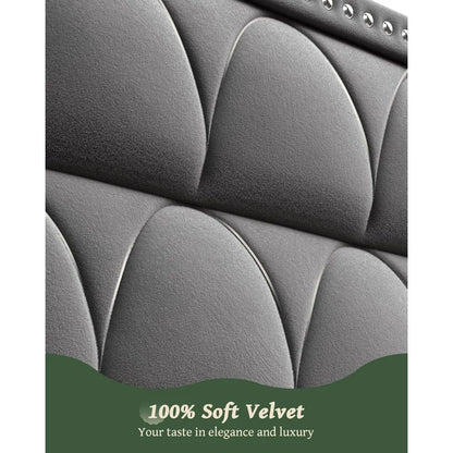 Queen Size Bed Frame with 56" Headboard - 1000LBS Capacity Support, Velvet Upholstered Wingback Platform Bed Frame, Noise Free,