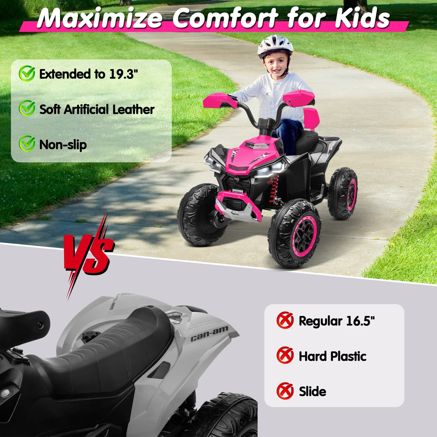 Kids ATV 4 Wheeler,  Upgraded 2 Seater 24V Ride On Toy for Big Kid w/800W Powerful Motor, Battery Powered