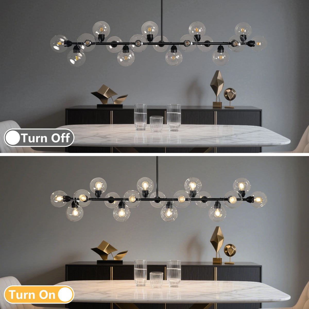 Sputnik Chandelier Height Adjustable Bubble Chandeliers Modern Linear Chandelier Dining Room Chandelier Mid Century Modern Chandelier Entryway Chandelier Kitchen Chandelier Home Decor Lighting