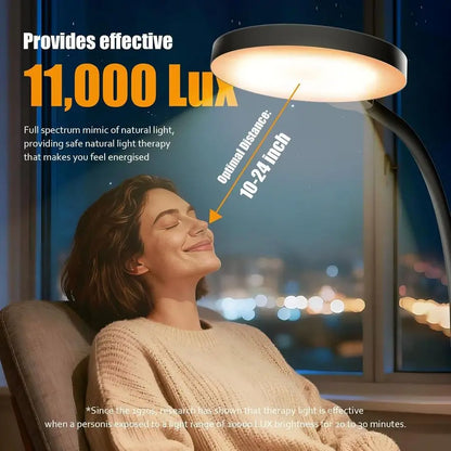 Therapy Lamp, 3in1 Floor Lamp 11000 Lux, Sunlight Lamp with Remote amp Timer, LED UVFree Sun Lamp with Adjustable 10 Brightness
