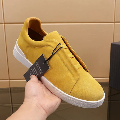 2025 New Genuine Leather High-End Men's Shoes, Slip-On European Trend Board Shoes, Casual Commute Versatile
