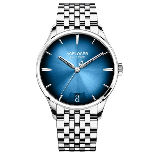 AGELOCER Original Budapest Watch Steel Strap Men's Luxury Big Calendar Automatic Mechanical Watch Birthday Gift for Men