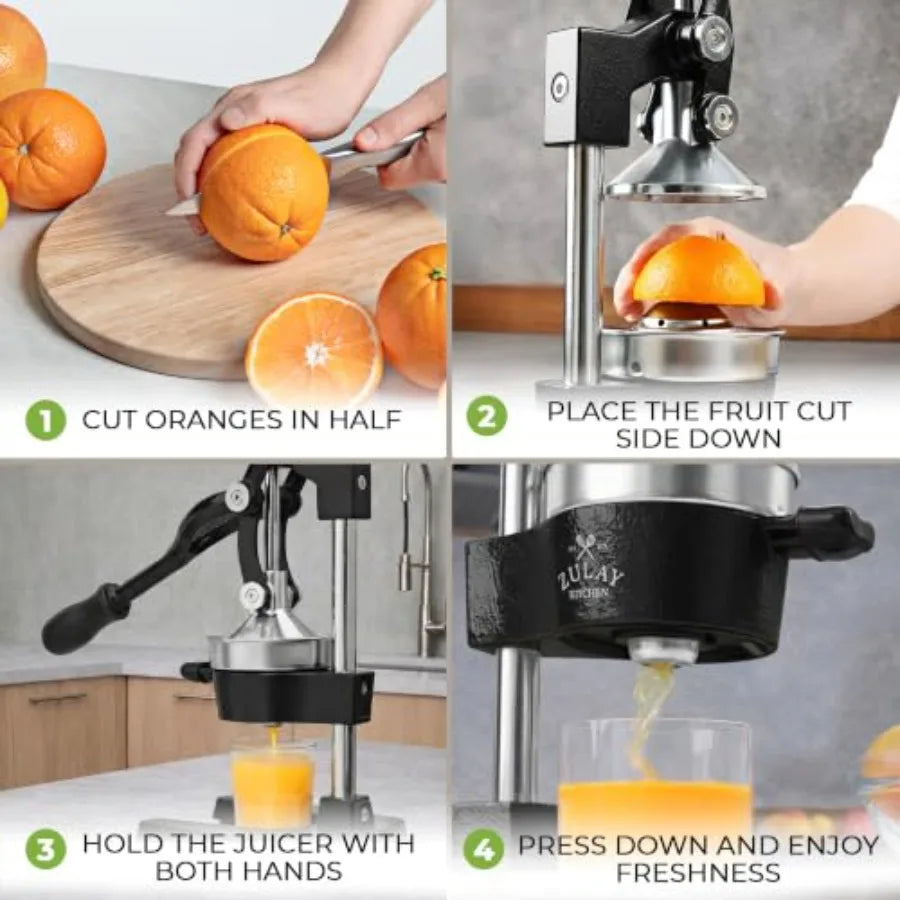 Cast Iron Juicer For Bartending And Health Use, Black Cast Iron, Heavy Duty With Detachable Strainers For Easy Cleaning