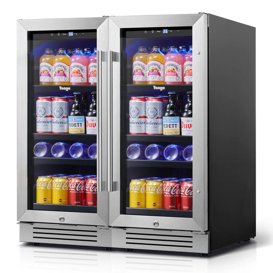 Yeego 85L Beverage & Wine Cooler 2-Pack Combo | 80 Can Storage, 1-12°C Adjustable Fan Cooling, Auto Defrost,Ideal for Home