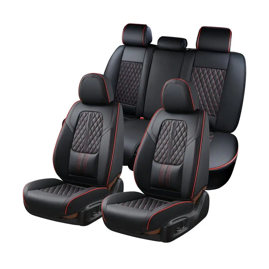 Car Seat Covers Full Set, Automotive Front and Rear Seat Covers with Backrest, Nappa Leather Car Seat Protectors Waterproof, Uni