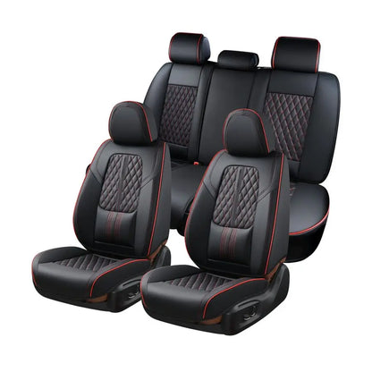 Car Seat Covers Full Set, Automotive Front and Rear Seat Covers with Backrest, Nappa Leather Car Seat Protectors Waterproof, Uni