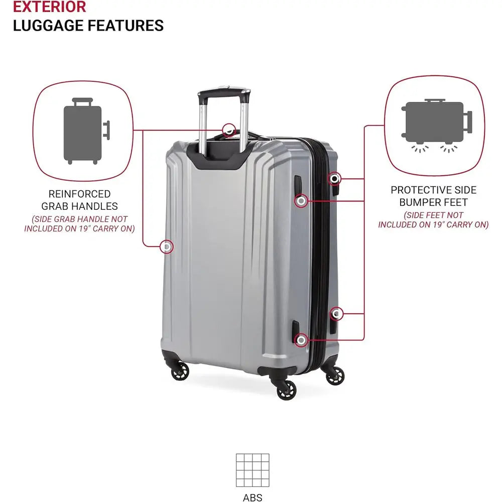 SwissGear 3750 Silver 23 Medium Hardside Spinner Luggage