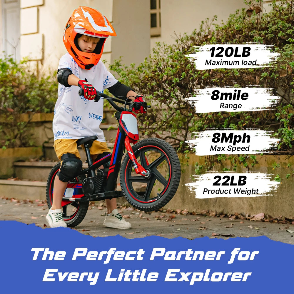 RFN Kids 24V Electric Balance Bike – 170W Motor, 2-Speed Mode, 12" Off Road Electric Dirt Bike, Safe Starter Ebike for Ages 3+