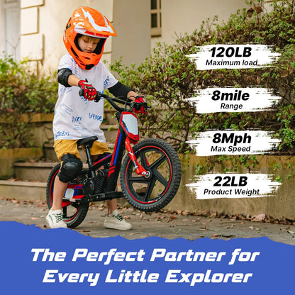 RFN Kids 24V Electric Balance Bike – 170W Motor, 2-Speed Mode, 12" Off Road Electric Dirt Bike, Safe Starter Ebike for Ages 3+