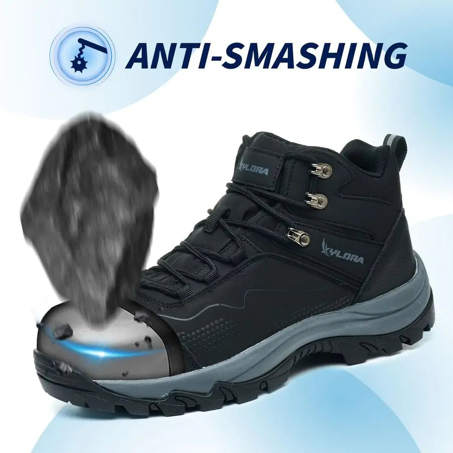Steel Toe Boots for Men Wide Width Non Slip Work Boots Lightweight Slip Resistant Safety Shoes Indestructible Construction Compo