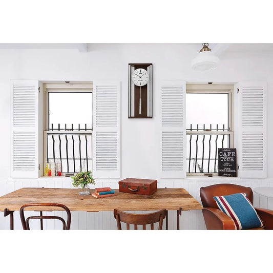 Modern Sophisticated Wall Clock with Pendulum and Dual Chimes for Elegant Home Decor Perfect for Living Rooms Offices and Entry