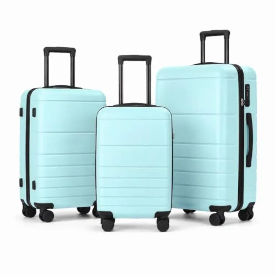 Luggage Set of 3 20 24 28 Spinner Suitcases TSA Lock Sky