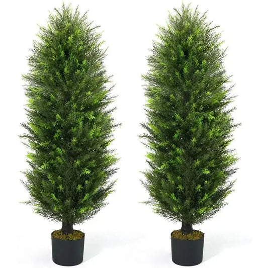 48 Inch UV-Resistant Artificial Boxwood Topiary with Dried Moss, Suitable for Indoor and Outdoor Decor