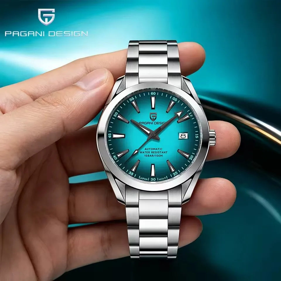 2026 PAGANI DESIGN 42MM A150 Ice Blue Dial Luxury Men Mechanical Watch 8215 Movement Sapphire Glass Stainless Steel Waterproof Men Automatic Watches for Men PD-1688