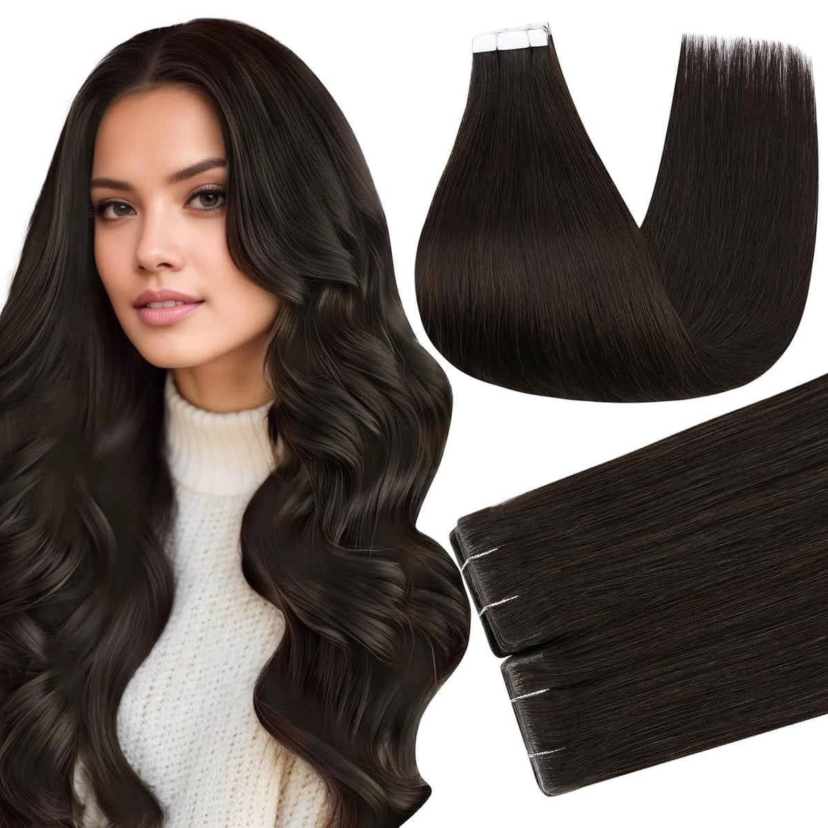 Full Shine Injection Remy Tape in Hair Extensions Pure Color Straight Remy 20 Pcs 50 Grams Skin Weft Thick Ends For Daily
