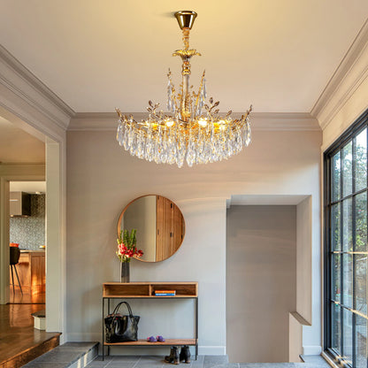 Modern Crystal LED Ceiling Chandelier for Living Room Luxury Dining Room Bedroom Pendant Lamp Gold Round Indoor Light Fixture