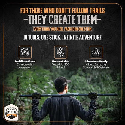 15-in-1 Collapsible Tactical Walking Stick for Hiking, Camping & Survival Gear with 8 Tubes