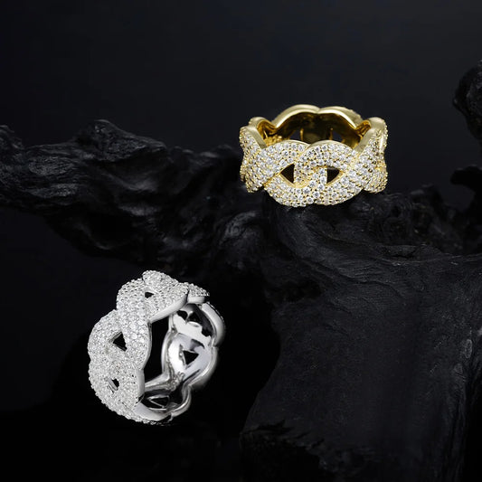 3CT D-Color Moissanite Ring S925 Silver 0.03UM 18K Thick Gold Plated Braided Design Jewelry