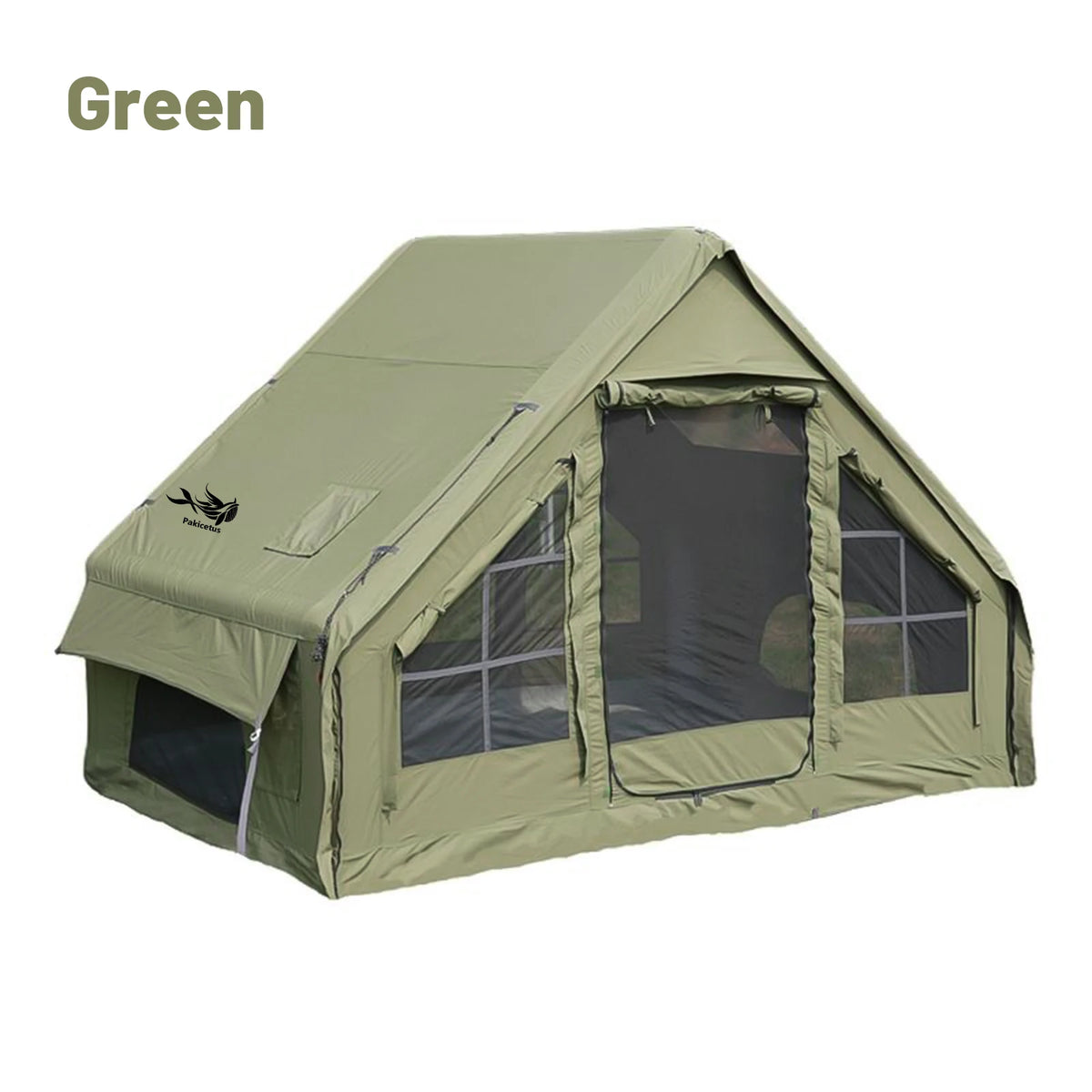 PAKICETUS Luxury Inflatable Glamping Tent 4 Season Anti-Snow Spacious Air Tent with Manual Hand Pump, Easy Setup Polyester Fiber Shelter for Outdoor Camping & Backyard Activities