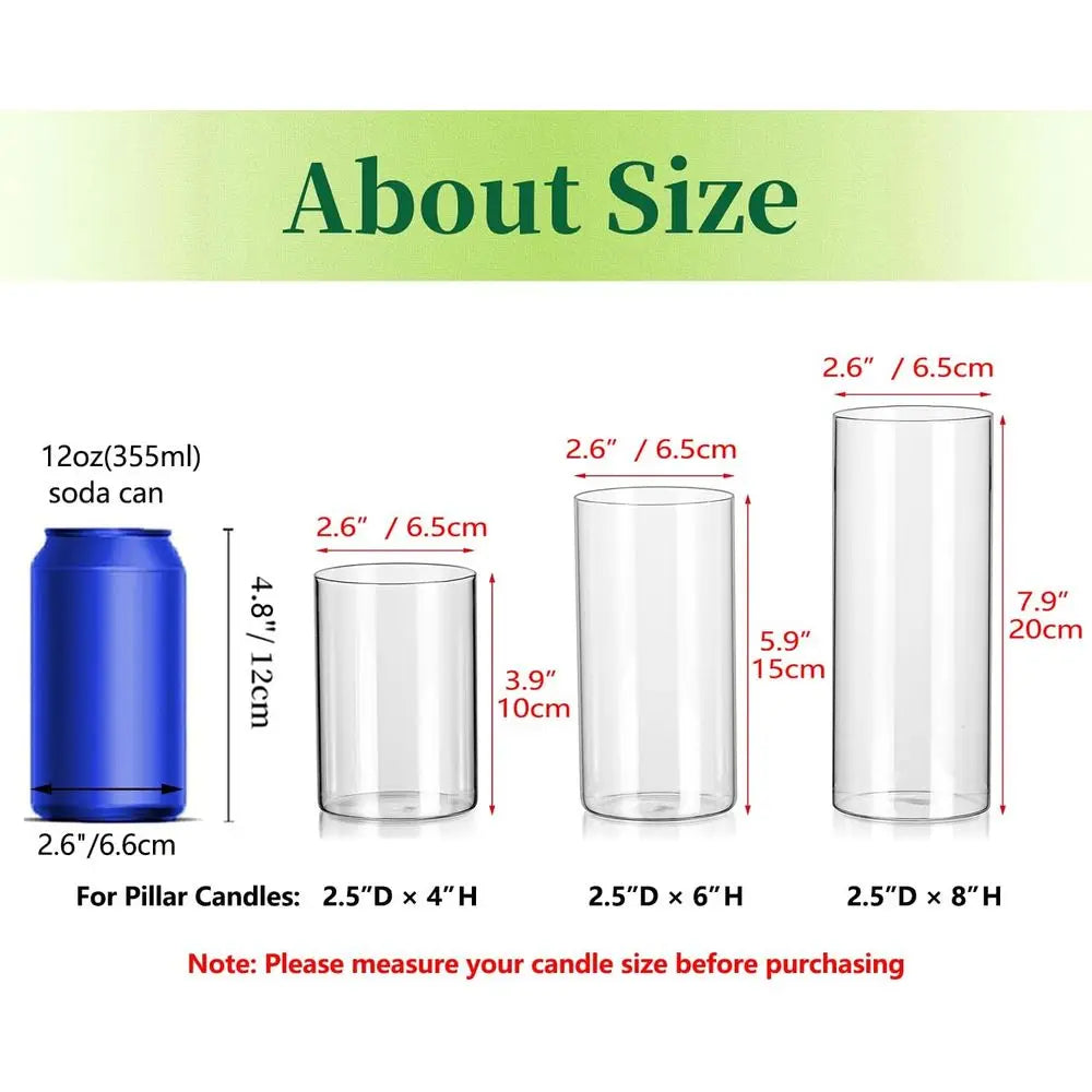 Set of 24 Clear Glass Cylinder Vases, Tall for Centerpieces, Hurricane Candle Holders, Ideal for Weddings and Events, 2.6 Diamet