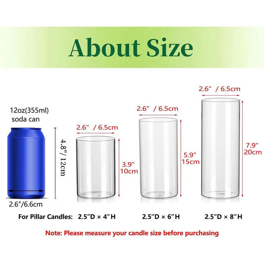 Set of 24 Clear Glass Cylinder Vases, Tall for Centerpieces, Hurricane Candle Holders, Ideal for Weddings and Events, 2.6 Diamet