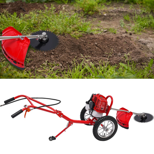 2-Stroke 49CC Gas Mower Grass Trimmer Brush Cutter Hand Push Weeding Machine Manual Weeding Machine+loosening Soil+mowing Grass