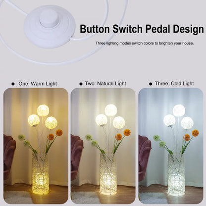 LUVODI Dimmable Floor Lamp with Shelves Modern Standing Lamp with Shade Creative Design LED Rattan Light Tree Lantern