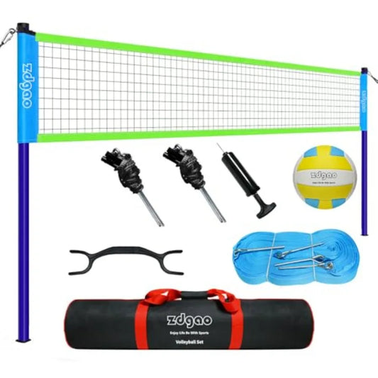 Volleyball Net Outdoor - Portable Volleyball Set for Backyard with Professional Volleyball Net Wrap Yarn Volleyball and Pump Bo
