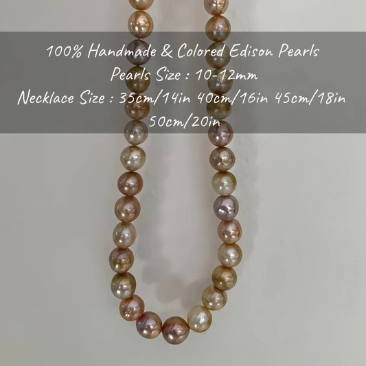 MYSOYA 10-12mm Classic Pink Purple Edison Freshwater Pearls With Gift Box Perfect Gift For Wedding Birthday Christmas New Year