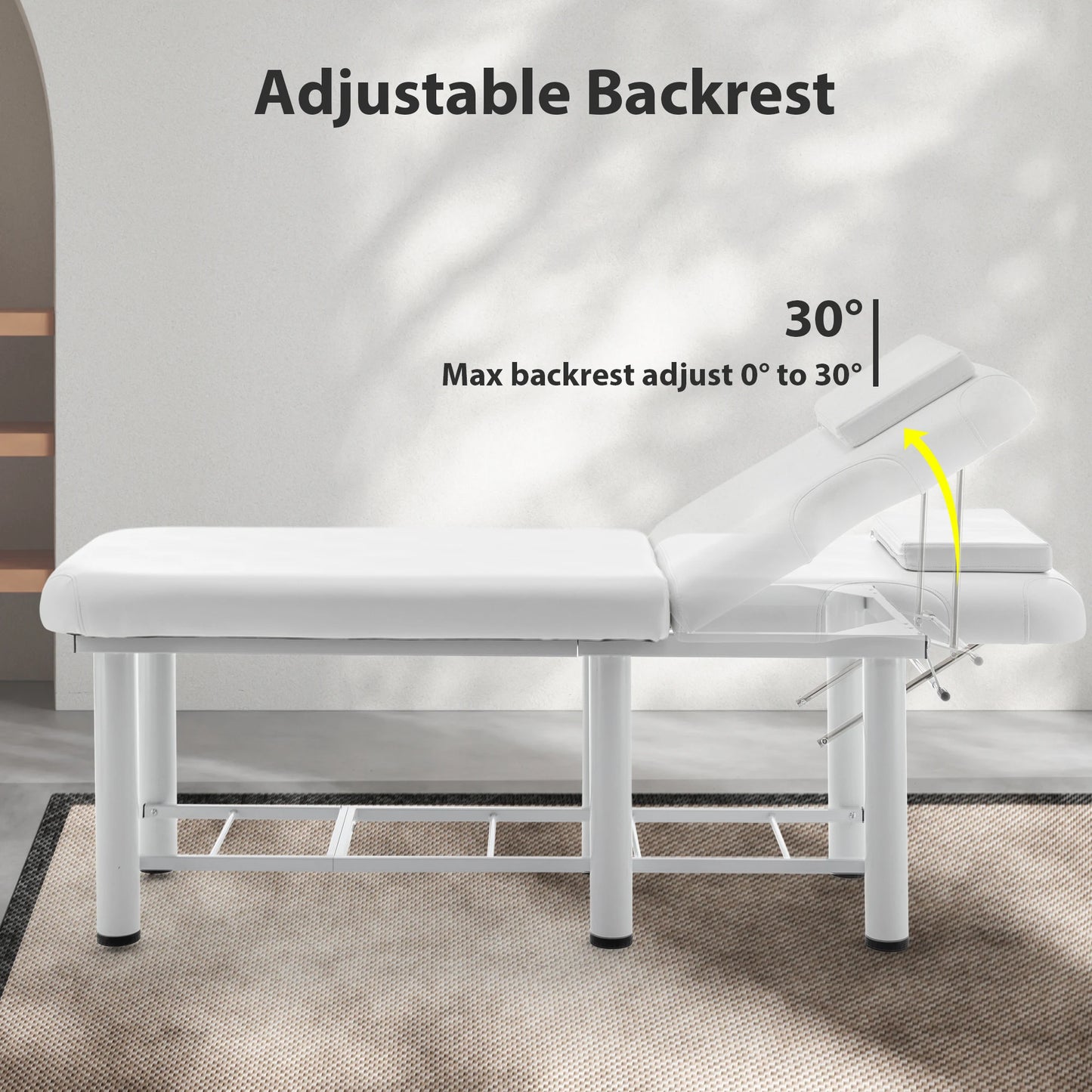 LZBEITEM Professioanl Massage Table, Backrest Adjustable, Removable Headrest, Bottom Shelf Storage, Memory Foam Layer Salon Bed